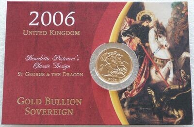 2006 St George and the Dragon Full Sovereign Gold Coin Mint Card