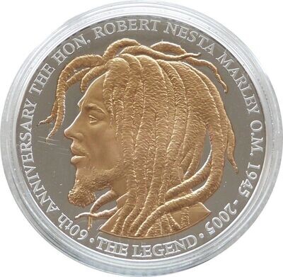 2005 Jamaica Bob Marley $50 Silver Gold Proof Coin Box Coa