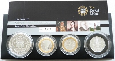 2009 United Kingdom Piedfort Silver Proof 4 Coin Set Box Coa