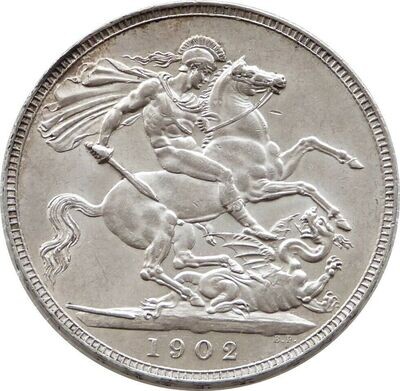 1902 Edward VII St George and the Dragon Crown Silver Coin High Grade