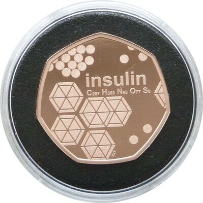 2021 Insulin 50p Gold Proof Coin Box Coa