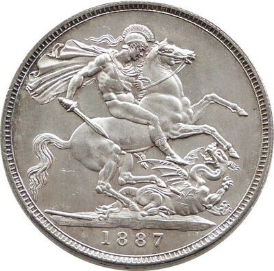 1887 Victoria Jubilee Head St George and the Dragon Crown Silver Coin High Grade