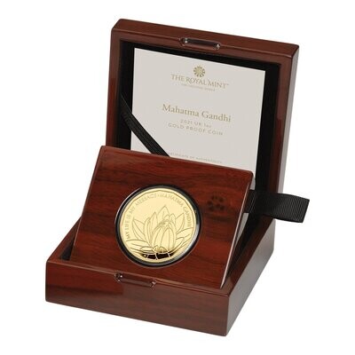 2021 Mahatma Gandhi £100 Gold Proof 1oz Coin Box Coa