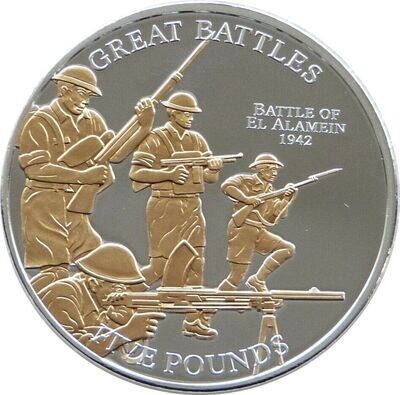 2009 Jersey Great Battles Battle of El Alamein £5 Silver Gold Proof Coin
