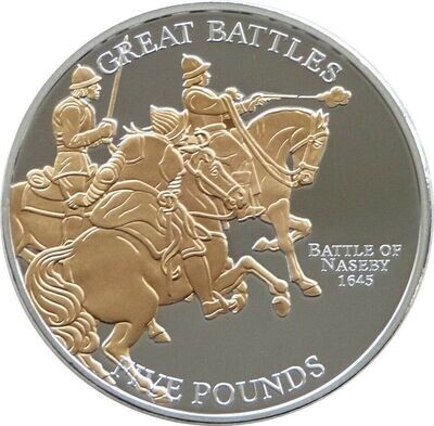 2009 Jersey Great Battles Battle of Naseby £5 Silver Gold Proof Coin