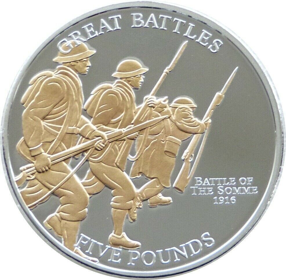 2009 Jersey Great Battles Battle of the Somme £5 Silver Gold Proof Coin