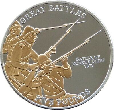 2009 Jersey Great Battles Battle of Rorkes Drift £5 Silver Gold Proof Coin