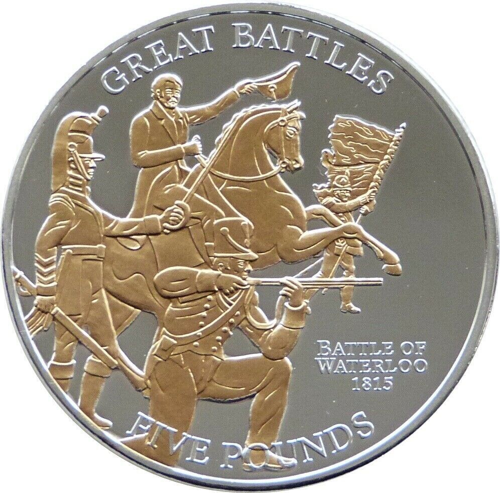 2009 Jersey Great Battles Battle of Waterloo £5 Silver Gold Proof Coin