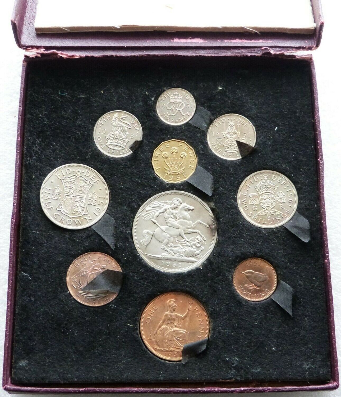 1951 George VI Festival of Britain Proof 10 Coin Set - Crown to Farthing