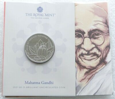 2021 Mahatma Gandhi £5 Brilliant Uncirculated Coin Pack Sealed