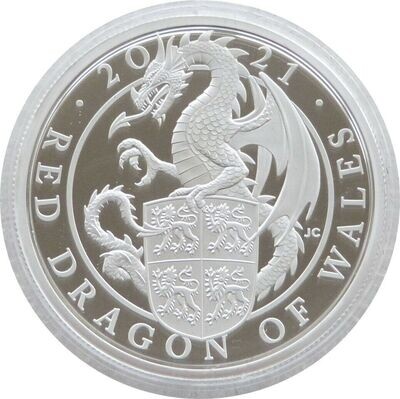 2021 Queens Beasts Red Dragon of Wales £5 Silver Proof 2oz Coin