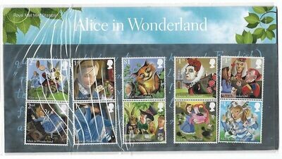 2015 Royal Mail Alice in Wonderland 10 Stamp Presentation Pack