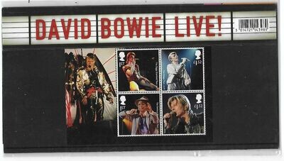2017 Royal Mail David Bowie 10 Stamp Presentation Pack and Mini Sheet