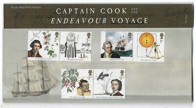 2018 Royal Mail Captain Cook 10 Stamp Presentation Pack and Mini Sheet