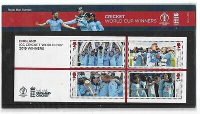 2019 Royal Mail Cricket World Cup Winners 8 Stamp Presentation Pack and Mini Sheet