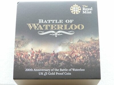2015 Battle of Waterloo £5 Gold Proof Coin Box Coa