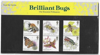 2020 Royal Mail Brilliant Bugs 6 Stamp Presentation Pack