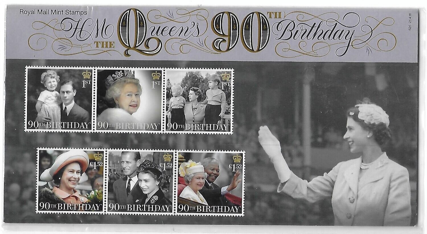 2016 Royal Mail Queen's 90th Birthday 10 Stamp Presentation Pack and Mini Sheet