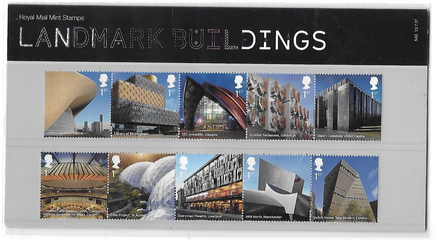 2017 Royal Mail Landmark Buildings 10 Stamp Presentation Pack