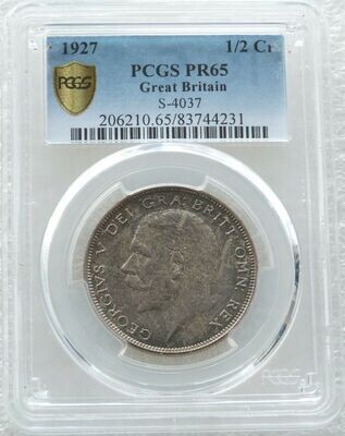 1927 George V Bare Head Half Crown Silver Proof Coin PCGS PR65