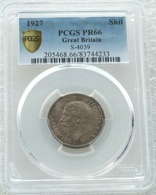 1927 George V Bare Head Shilling Silver Proof Coin PCGS PR66