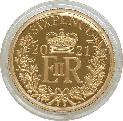 2021 Elizabeth II Christmas 6D Six Pence Yellow Gold Proof Coin Box Coa