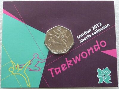2011 London Olympic 2012 Sports Collection Taekwondo 50p Brilliant Uncirculated Coin Mint Card