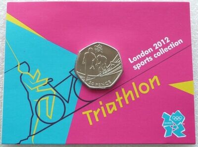 2011 London Olympic 2012 Sports Collection Triathlon 50p Brilliant Uncirculated Coin Mint Card