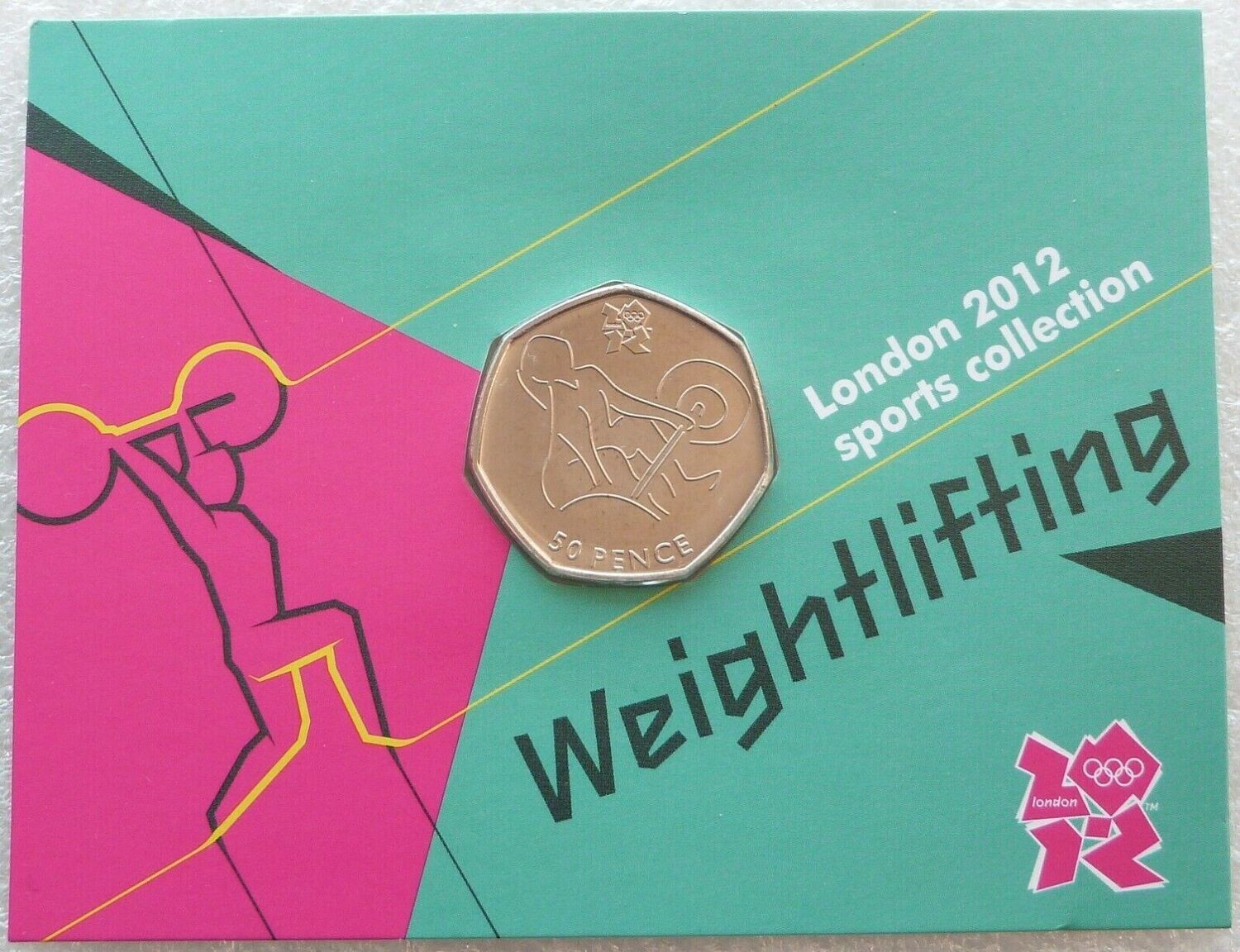 2011 London Olympic 2012 Sports Collection Weightlifting 50p Brilliant Uncirculated Coin Mint Card