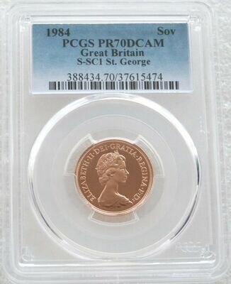 1984 St George and the Dragon Full Sovereign Gold Proof Coin PCGS PR70 DCAM