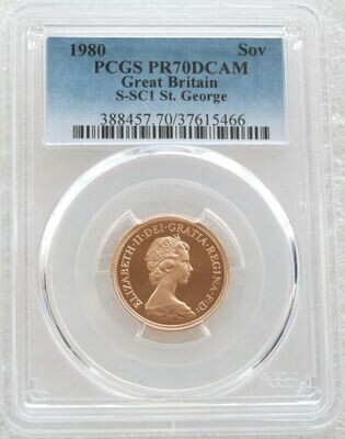 1980 St George and the Dragon Full Sovereign Gold Proof Coin PCGS PR70 DCAM