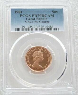 1981 St George and the Dragon Full Sovereign Gold Proof Coin PCGS PR70 DCAM