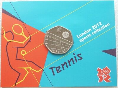 2011 London Olympic 2012 Sports Collection Tennis 50p Brilliant Uncirculated Coin Mint Card