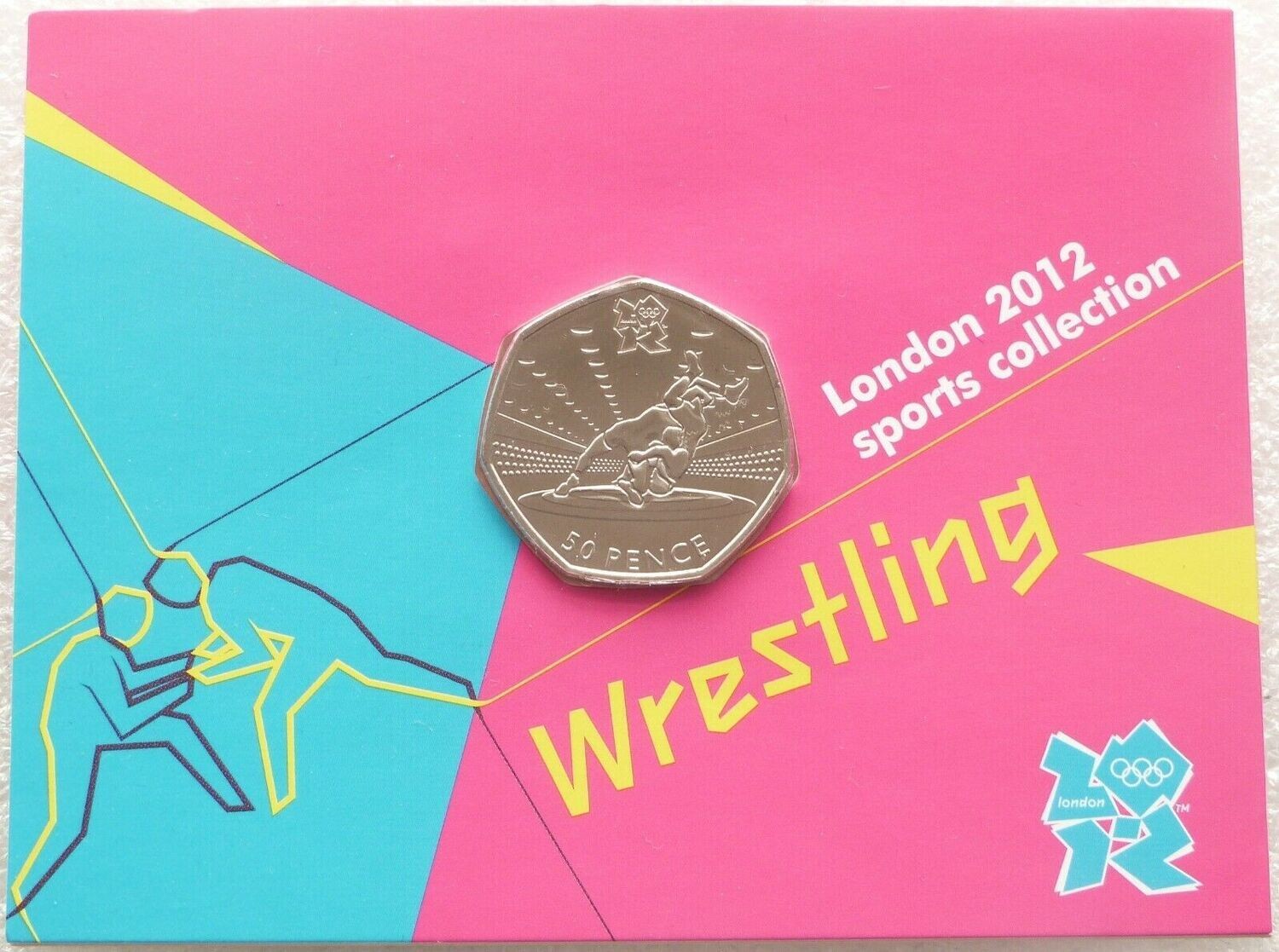2011 London Olympic 2012 Sports Collection Wrestling 50p Brilliant Uncirculated Coin Mint Card