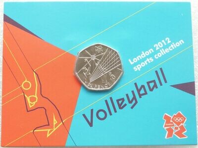 2011 London Olympic 2012 Sports Collection Volleyball 50p Brilliant Uncirculated Coin Mint Card