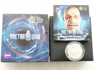 2011 BBC Doctor Who Smilers Silver Proof Medal Box Coa