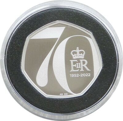 2022 Platinum Jubilee Piedfort 50p Silver Proof Coin Box Coa