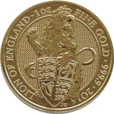 2016 Queens Beasts Lion of England £100 Gold 1oz Coin