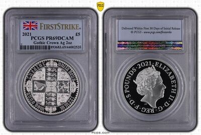 2021 Great Engravers Gothic Crown £5 Silver Proof 2oz Coin PCGS PR69 DCAM First Strike