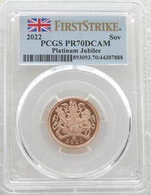 2022 Platinum Jubilee Full Sovereign Gold Proof Coin PCGS PR70 DCAM First Strike