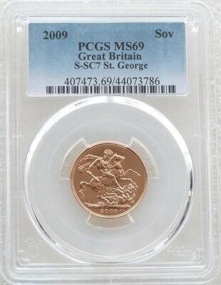 2009 St George and the Dragon Full Sovereign Gold Coin PCGS MS69