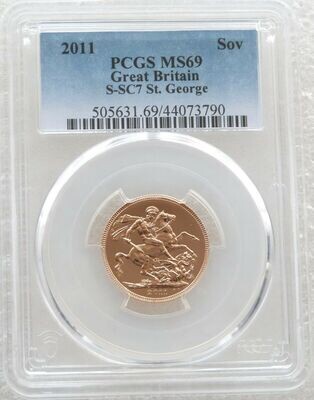 2011 St George and the Dragon Full Sovereign Gold Coin PCGS MS69