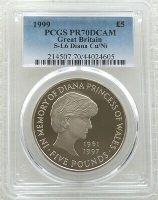 1999 Lady Diana Memorial £5 Proof Coin PCGS PR70 DCAM