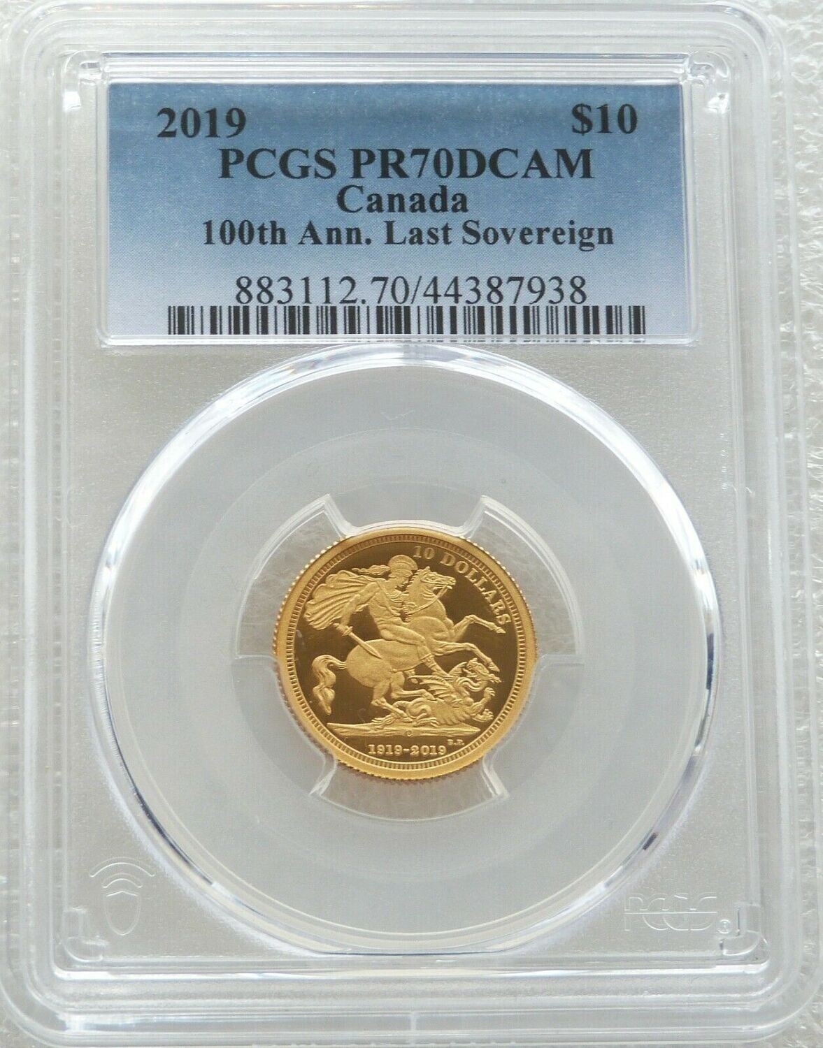 2019 Canada Last Sovereign $10 Gold Proof 1/4oz Coin PCGS PR70 DCAM