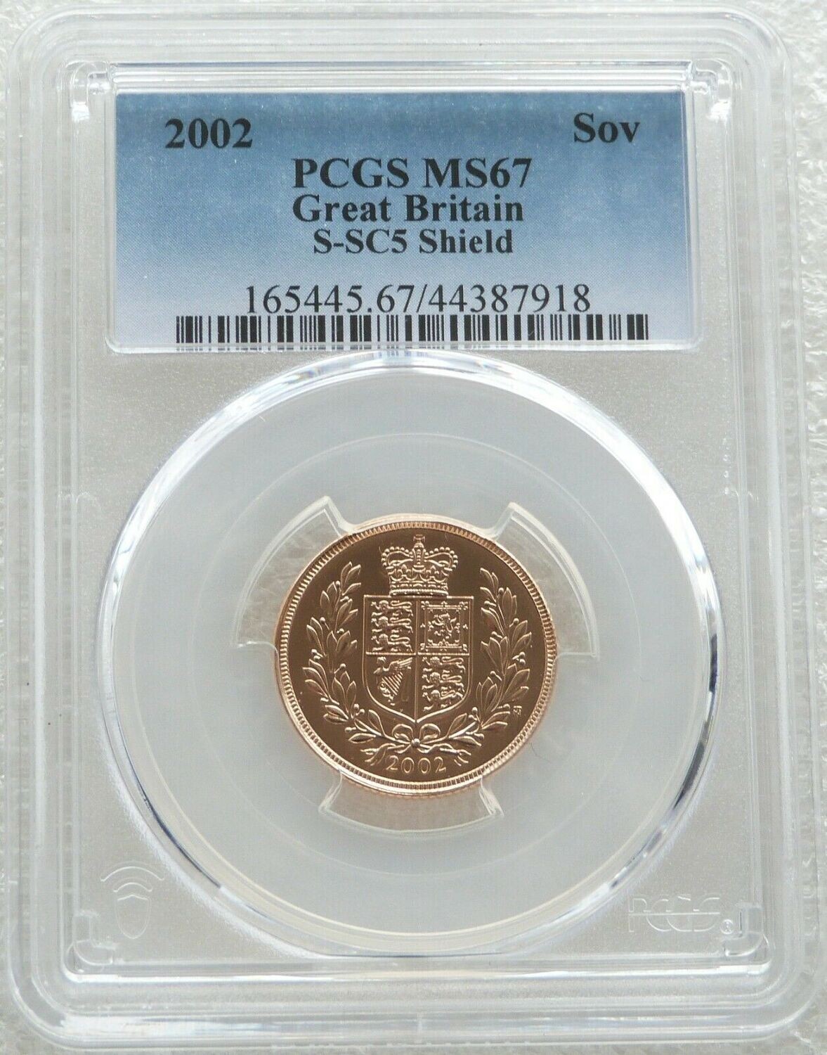 2002 Golden Jubilee Full Sovereign Gold Coin PCGS MS67