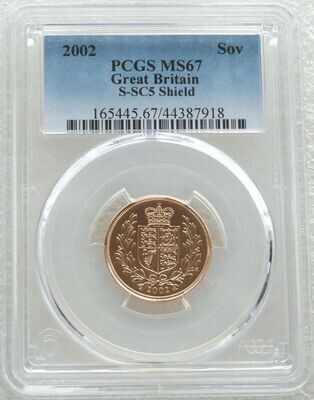 2002 Golden Jubilee Full Sovereign Gold Coin PCGS MS67
