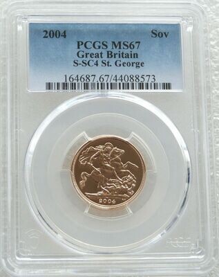 2004 St George and the Dragon Full Sovereign Gold Coin PCGS MS67