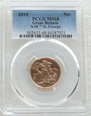 2010 St George and the Dragon Full Sovereign Gold Coin PCGS MS68