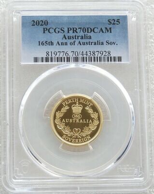 2020 Australia Perth Mint $25 Gold Proof Sovereign Coin PCGS PR70 DCAM
