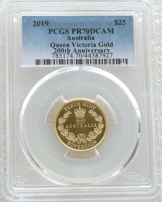 2019 Australia Perth Mint $25 Gold Proof Sovereign Coin PCGS PR70 DCAM